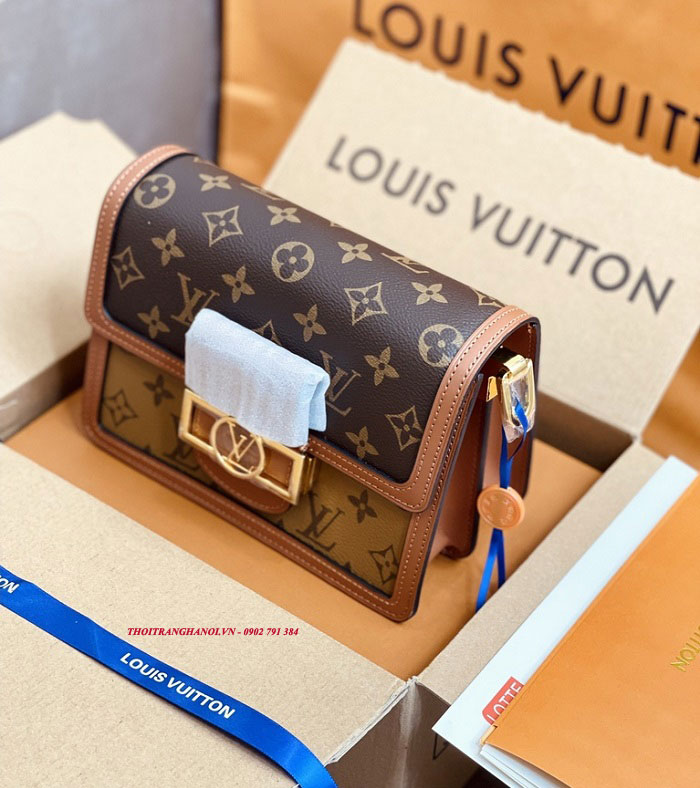 Túi xách Louis Vuitton LV nữ chính hãng Dauphine MM Monogram M45958 Màu Nâu
